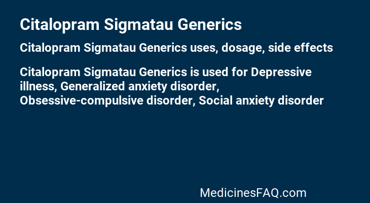 Citalopram Sigmatau Generics