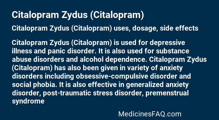 Citalopram Zydus (Citalopram)