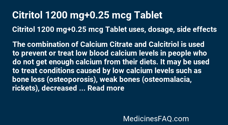 Citritol 1200 mg+0.25 mcg Tablet