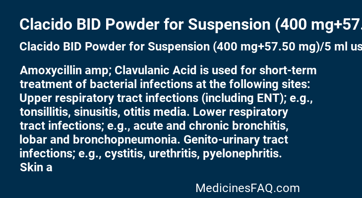 Clacido BID Powder for Suspension (400 mg+57.50 mg)/5 ml