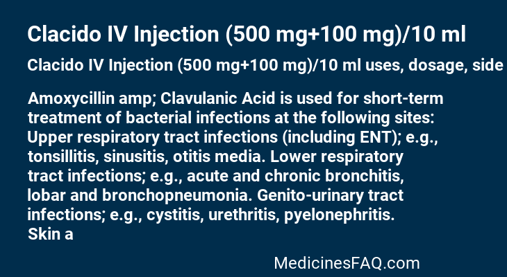 Clacido IV Injection (500 mg+100 mg)/10 ml