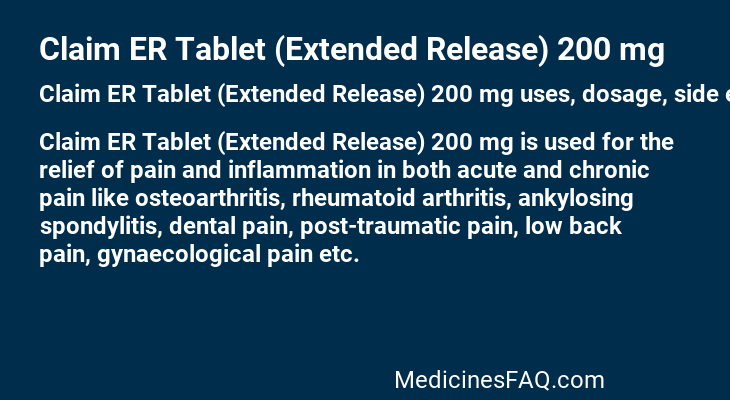 Claim ER Tablet (Extended Release) 200 mg