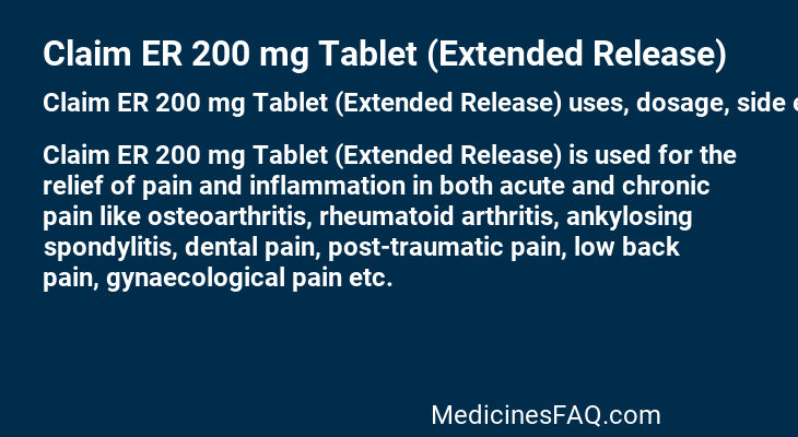 Claim ER 200 mg Tablet (Extended Release)