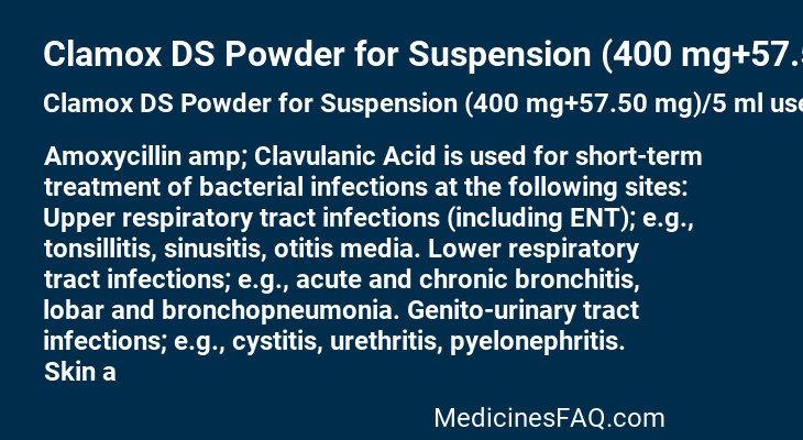 Clamox DS Powder for Suspension (400 mg+57.50 mg)/5 ml