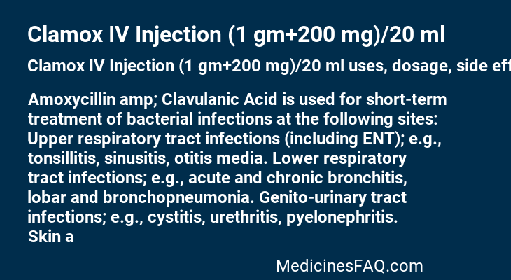 Clamox IV Injection (1 gm+200 mg)/20 ml