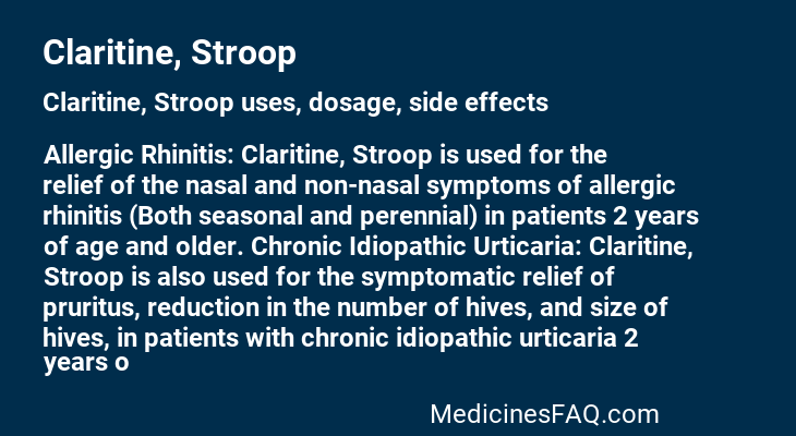 Claritine, Stroop