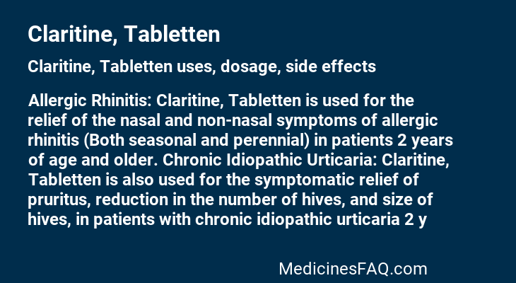 Claritine, Tabletten