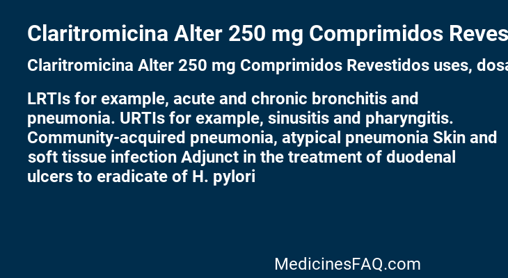 Claritromicina Alter 250 mg Comprimidos Revestidos