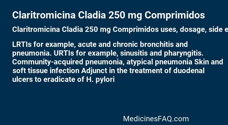 Claritromicina Cladia 250 mg Comprimidos
