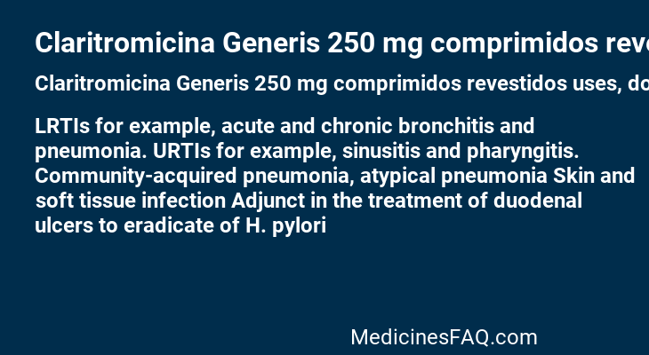 Claritromicina Generis 250 mg comprimidos revestidos