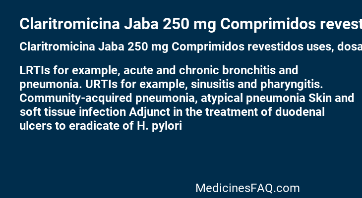 Claritromicina Jaba 250 mg Comprimidos revestidos