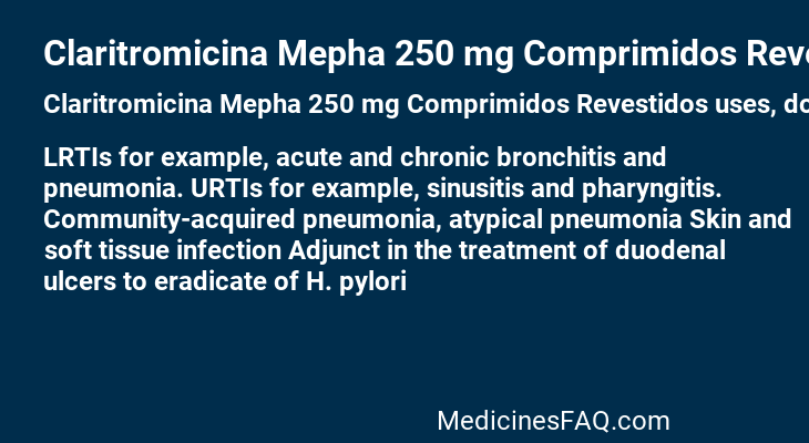 Claritromicina Mepha 250 mg Comprimidos Revestidos