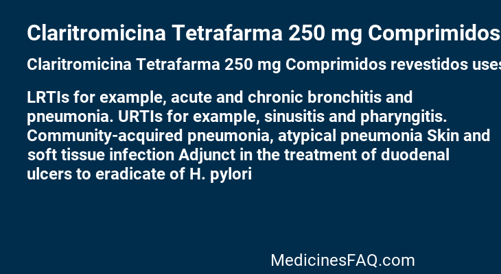 Claritromicina Tetrafarma 250 mg Comprimidos revestidos