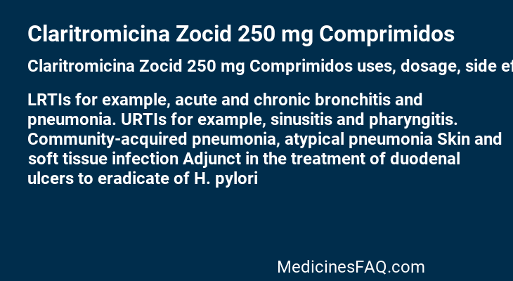 Claritromicina Zocid 250 mg Comprimidos