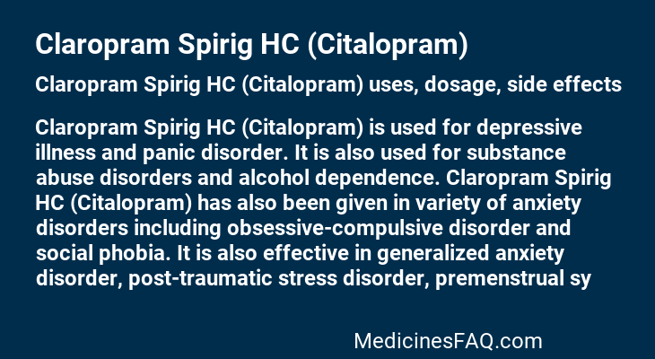 Claropram Spirig HC (Citalopram)