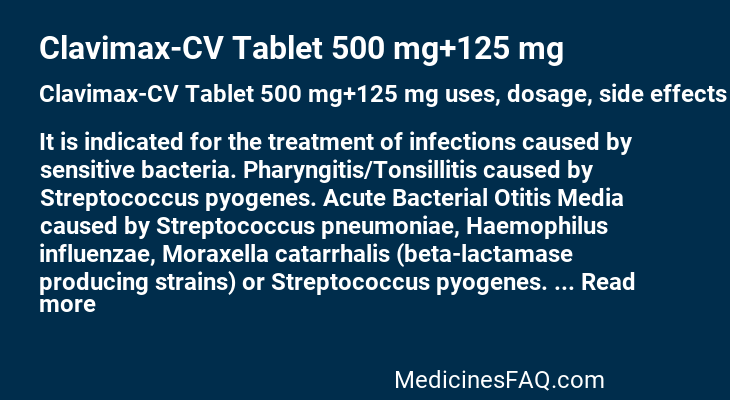 Clavimax-CV Tablet 500 mg+125 mg