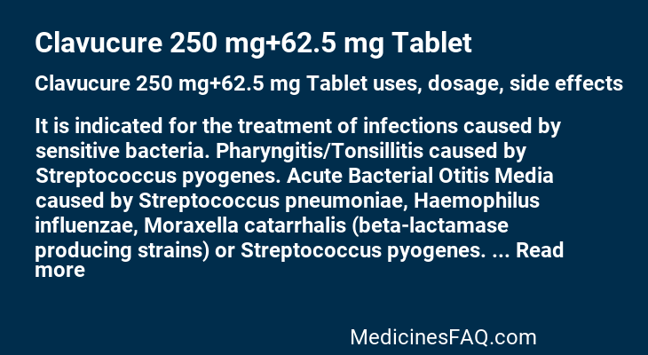 Clavucure 250 mg+62.5 mg Tablet