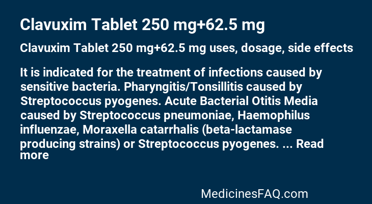 Clavuxim Tablet 250 mg+62.5 mg