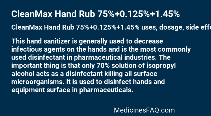 CleanMax Hand Rub 75%+0.125%+1.45%