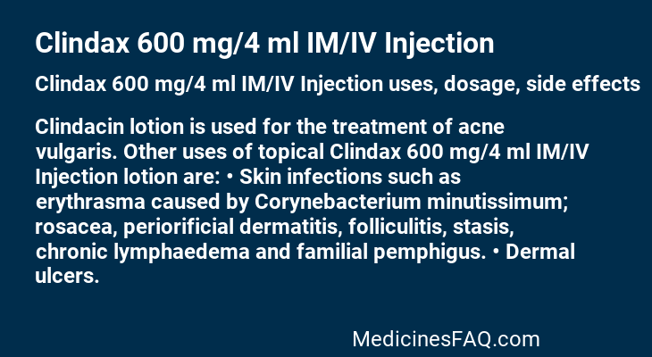 Clindax 600 mg/4 ml IM/IV Injection