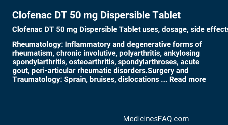 Clofenac DT 50 mg Dispersible Tablet