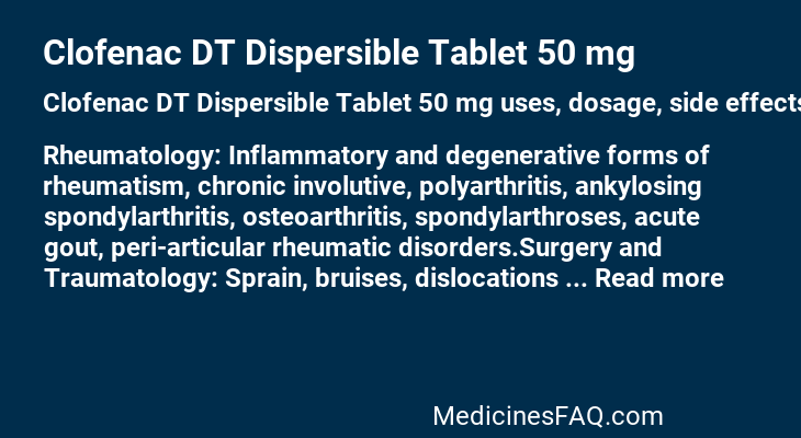 Clofenac DT Dispersible Tablet 50 mg