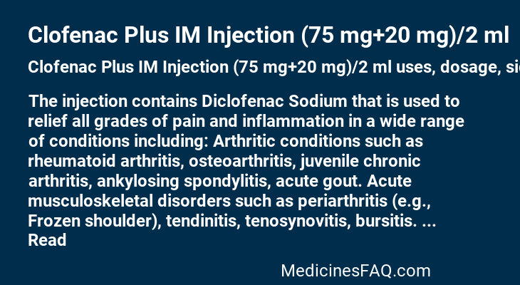 Clofenac Plus IM Injection (75 mg+20 mg)/2 ml