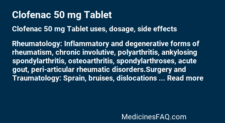 Clofenac 50 mg Tablet