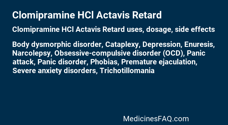 Clomipramine HCl Actavis Retard
