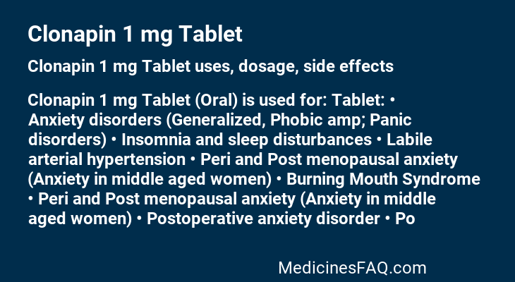 Clonapin 1 mg Tablet