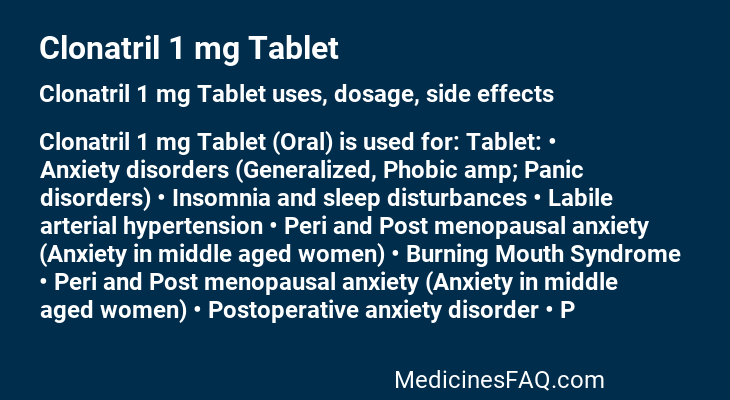 Clonatril 1 mg Tablet