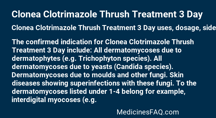 Clonea Clotrimazole Thrush Treatment 3 Day