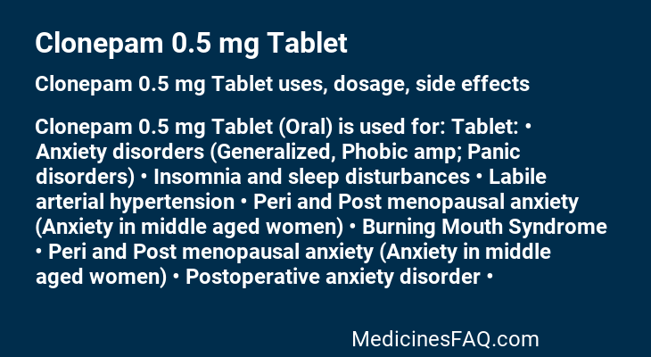 Clonepam 0.5 mg Tablet