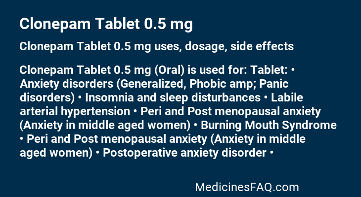 Clonepam Tablet 0.5 mg