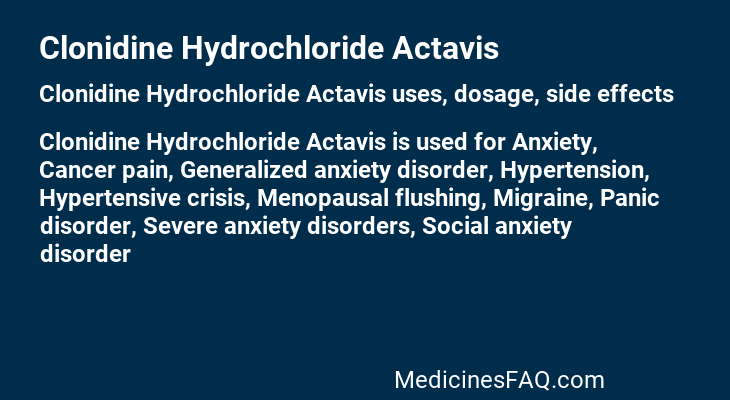 Clonidine Hydrochloride Actavis
