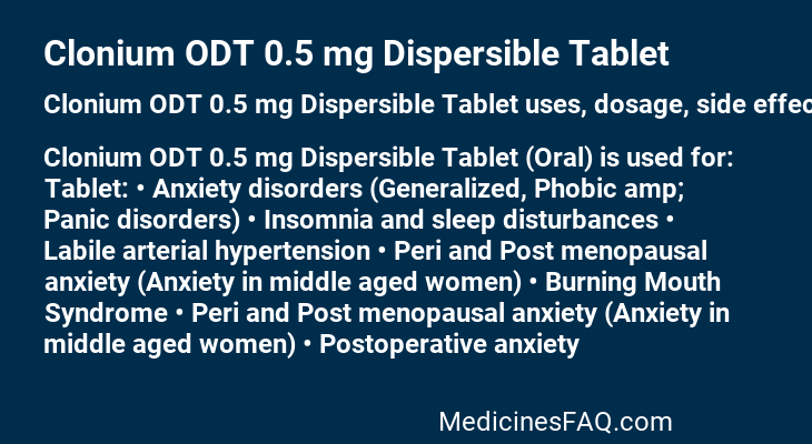 Clonium ODT 0.5 mg Dispersible Tablet