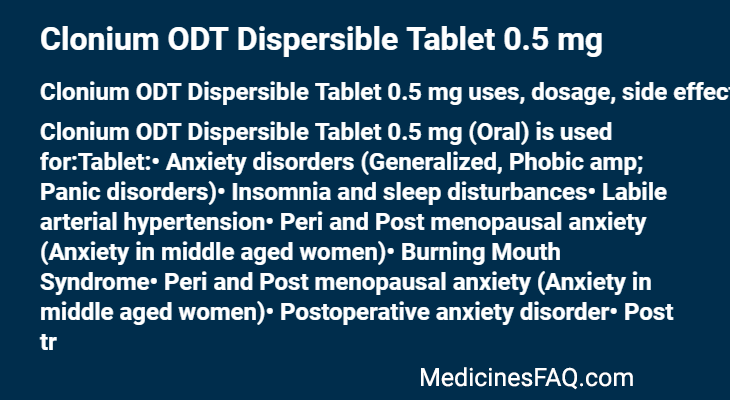 Clonium ODT Dispersible Tablet 0.5 mg