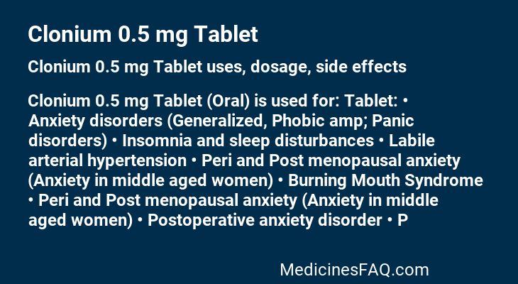 Clonium 0.5 mg Tablet