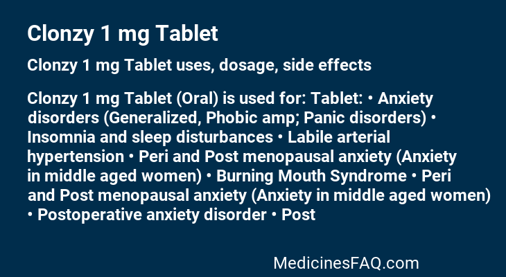 Clonzy 1 mg Tablet