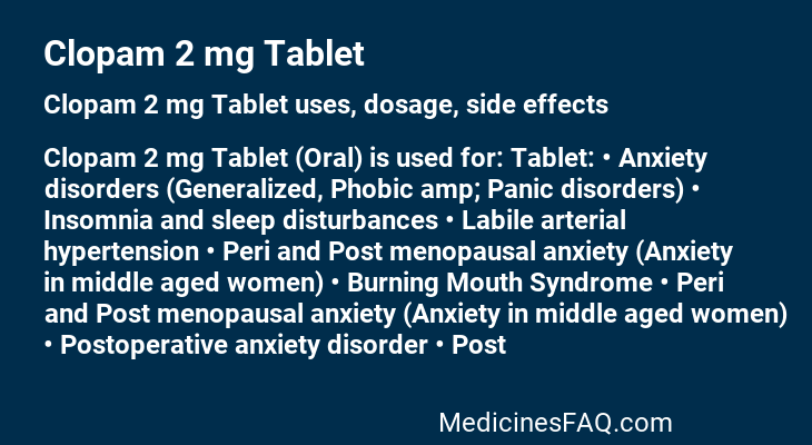 Clopam 2 mg Tablet