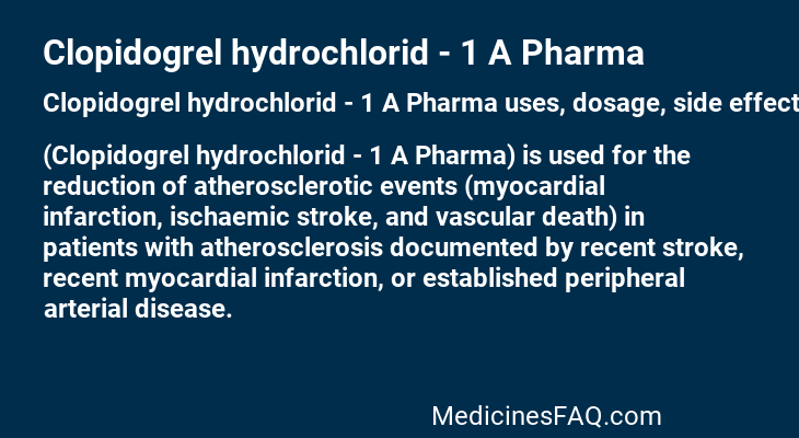 Clopidogrel hydrochlorid - 1 A Pharma