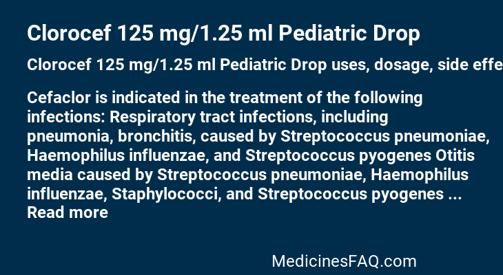 Clorocef 125 mg/1.25 ml Pediatric Drop