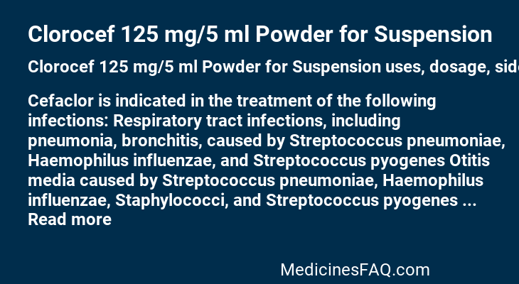 Clorocef 125 mg/5 ml Powder for Suspension