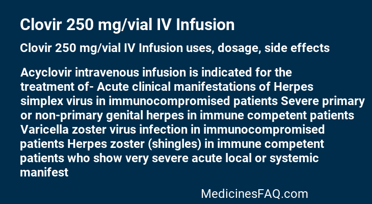 Clovir 250 mg/vial IV Infusion