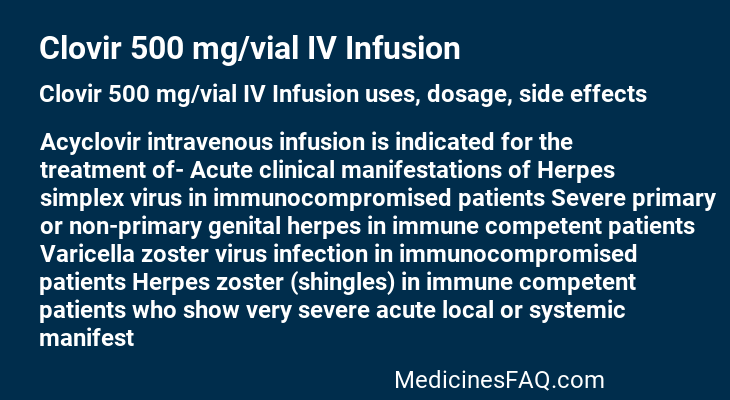 Clovir 500 mg/vial IV Infusion