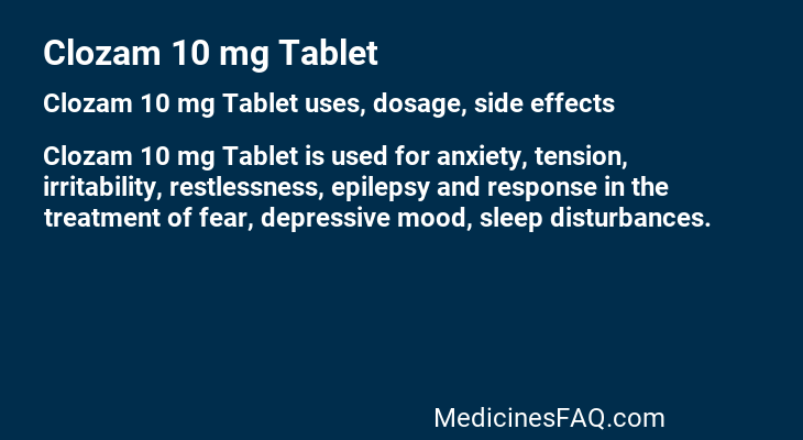 Clozam 10 mg Tablet