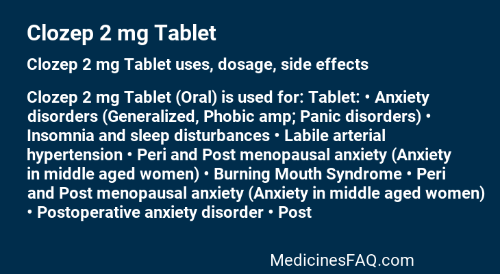 Clozep 2 mg Tablet