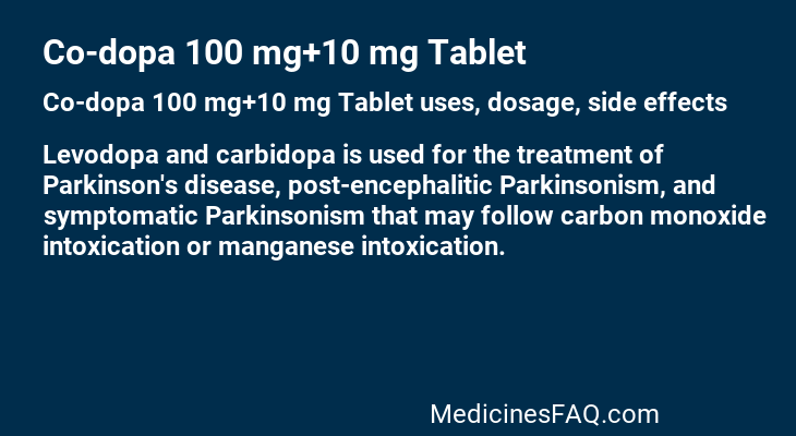 Co-dopa 100 mg+10 mg Tablet