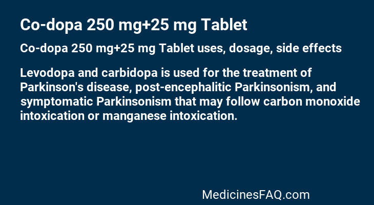 Co-dopa 250 mg+25 mg Tablet