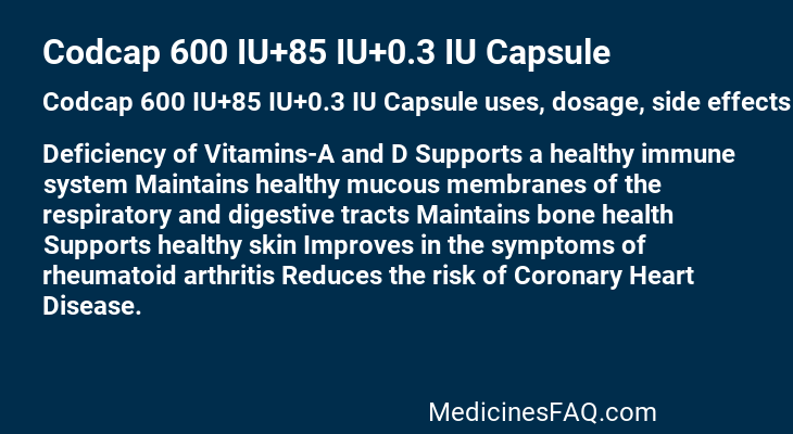 Codcap 600 IU+85 IU+0.3 IU Capsule